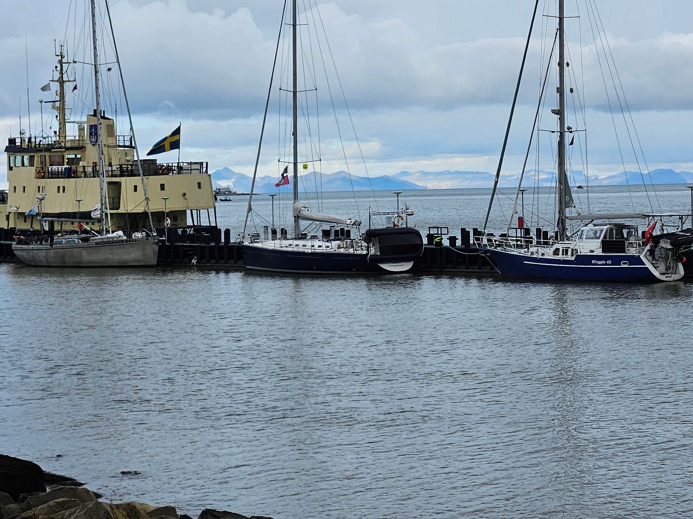 Our boat in the middle: the blue First 47.7, home for a fortnight