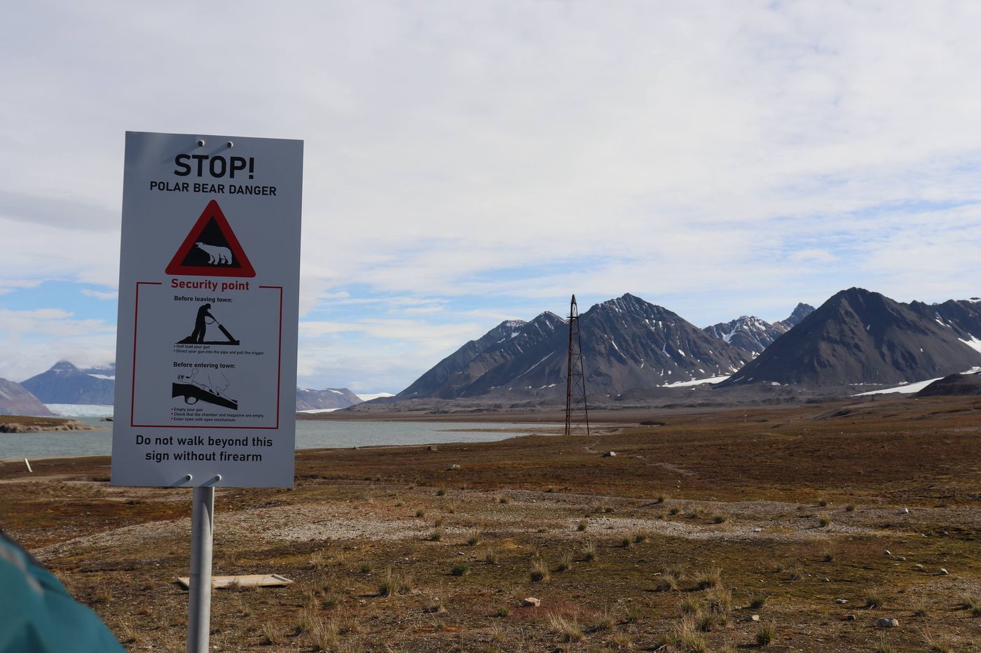 STOP! Polar bear danger, at the edge of the village