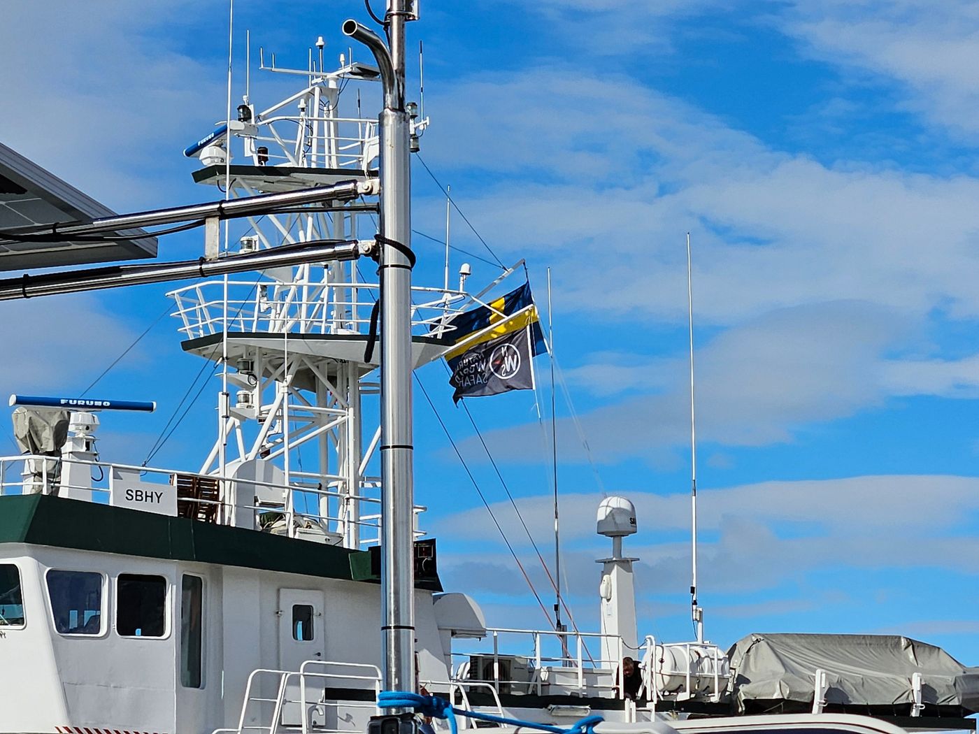 A second research ship on the same quay, Swedish-flagged
