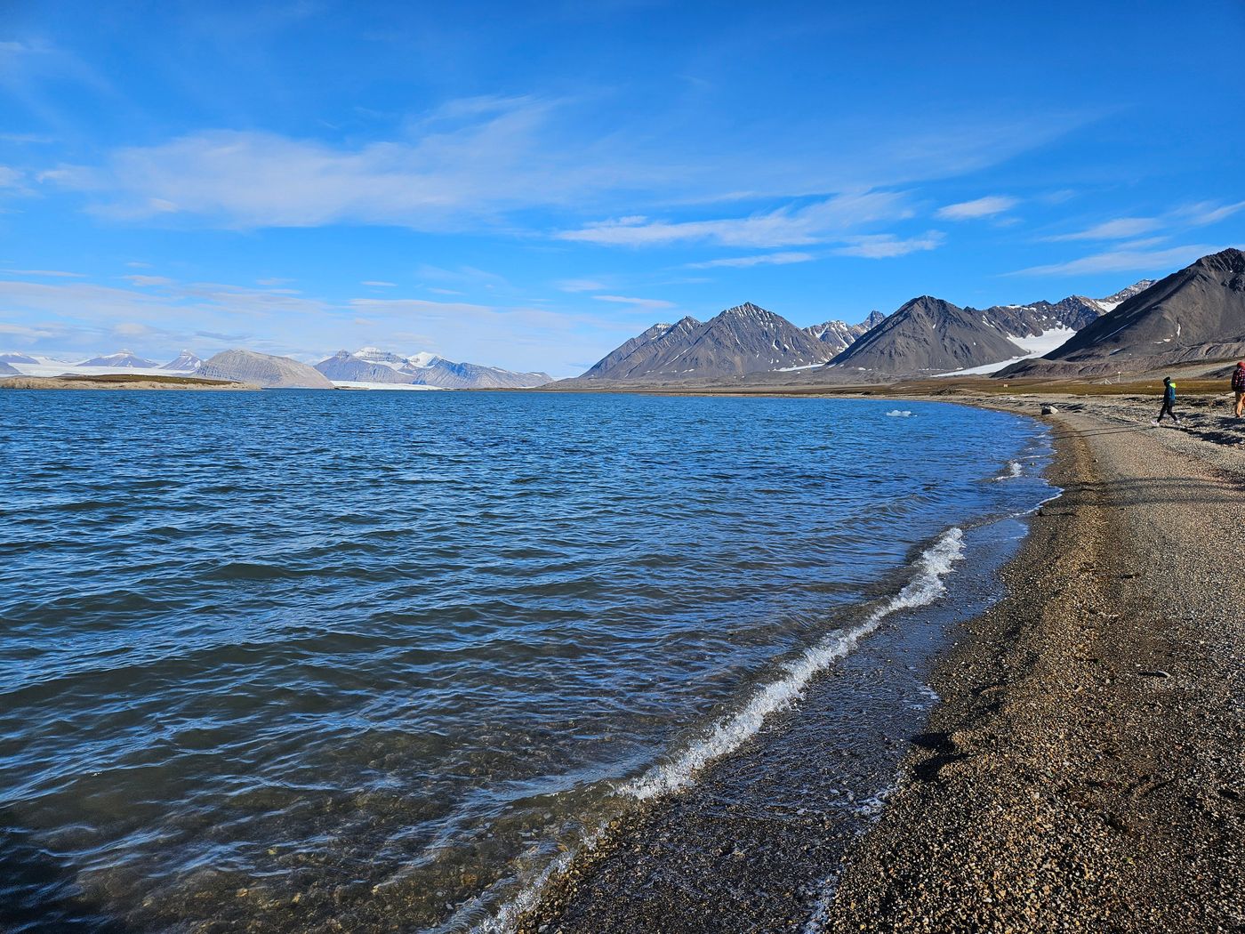 Gravel spit running out into Kongsfjorden