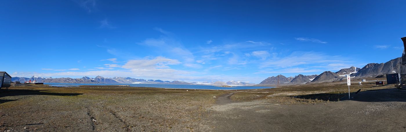 Kongsfjorden from the village shore: forty kilometres of it