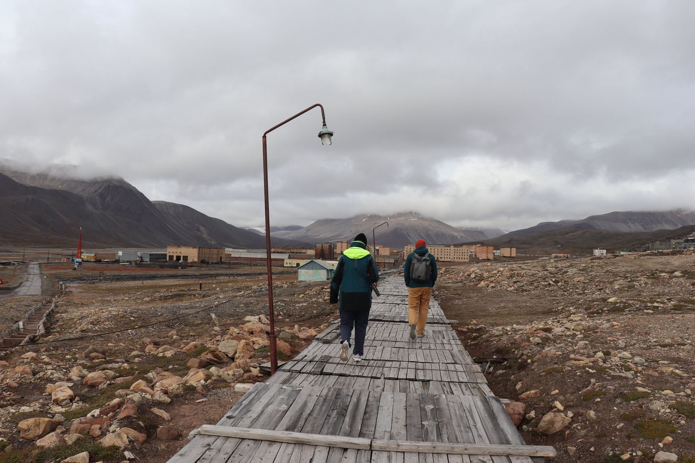 Walking the plank boardwalk in towards the blocks