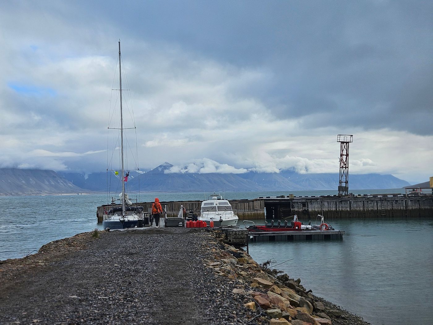 The boat lies alongside the old coal quay