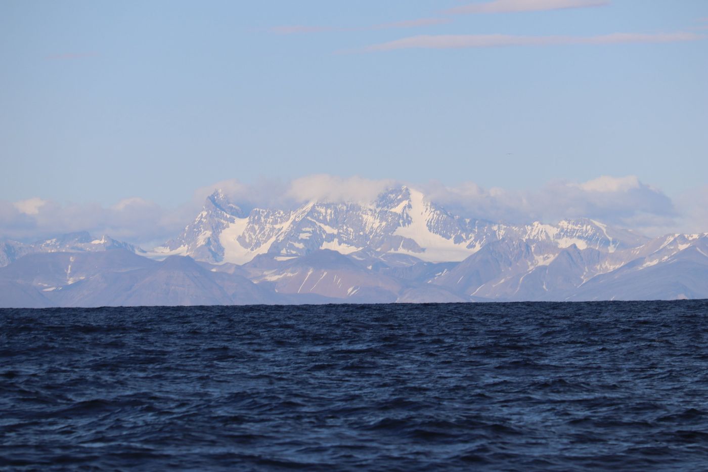 Spitsbergen's snow ranges seen from the passage south