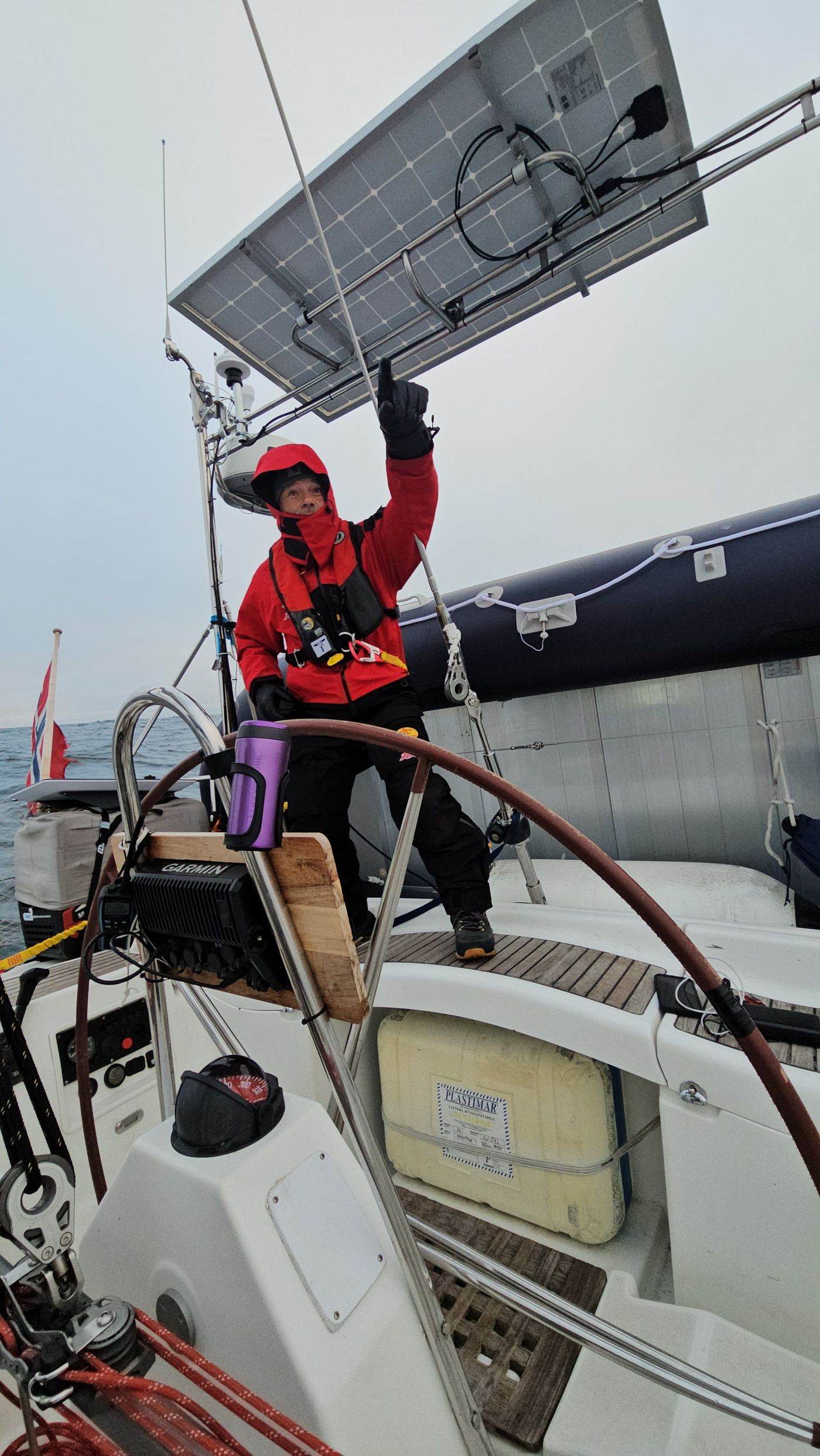 Working the boat close along the Bear Island shore