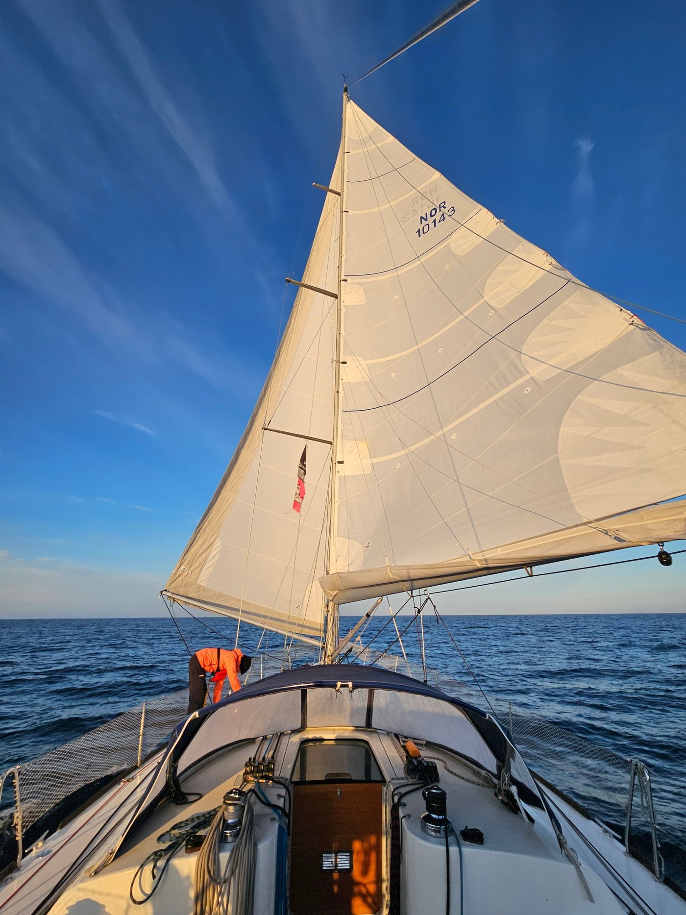 Headsail full at 03:34, third night at sea
